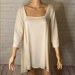 Easel size small cream colored long sleeve boho blouse top